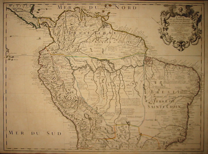De l'Isle Guillaume (1675-1726) Carte de la terre Ferme, du Perou, du Bresil et du Pays des Amazones 1703 Parigi 